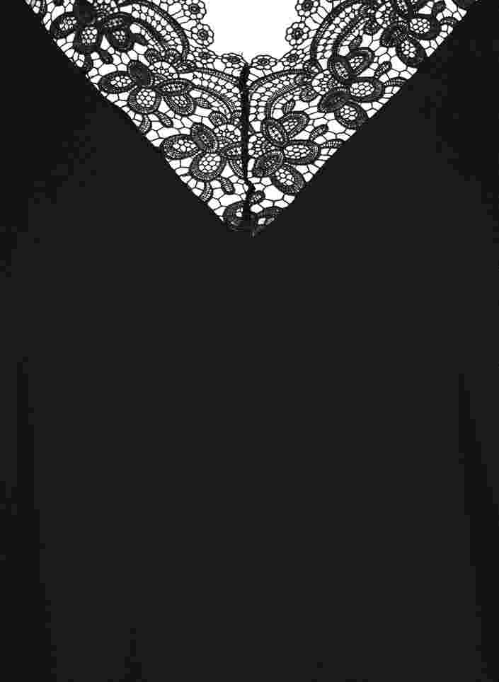 Kleid mit Spitze und 3/4 Ärmeln, Black, Packshot image number 2