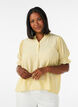 Kurz&auml;rmelige Bluse aus einer Viskosemischung mit Struktur und R&uuml;schen&auml;rmeln, Gelb, Model image number 0