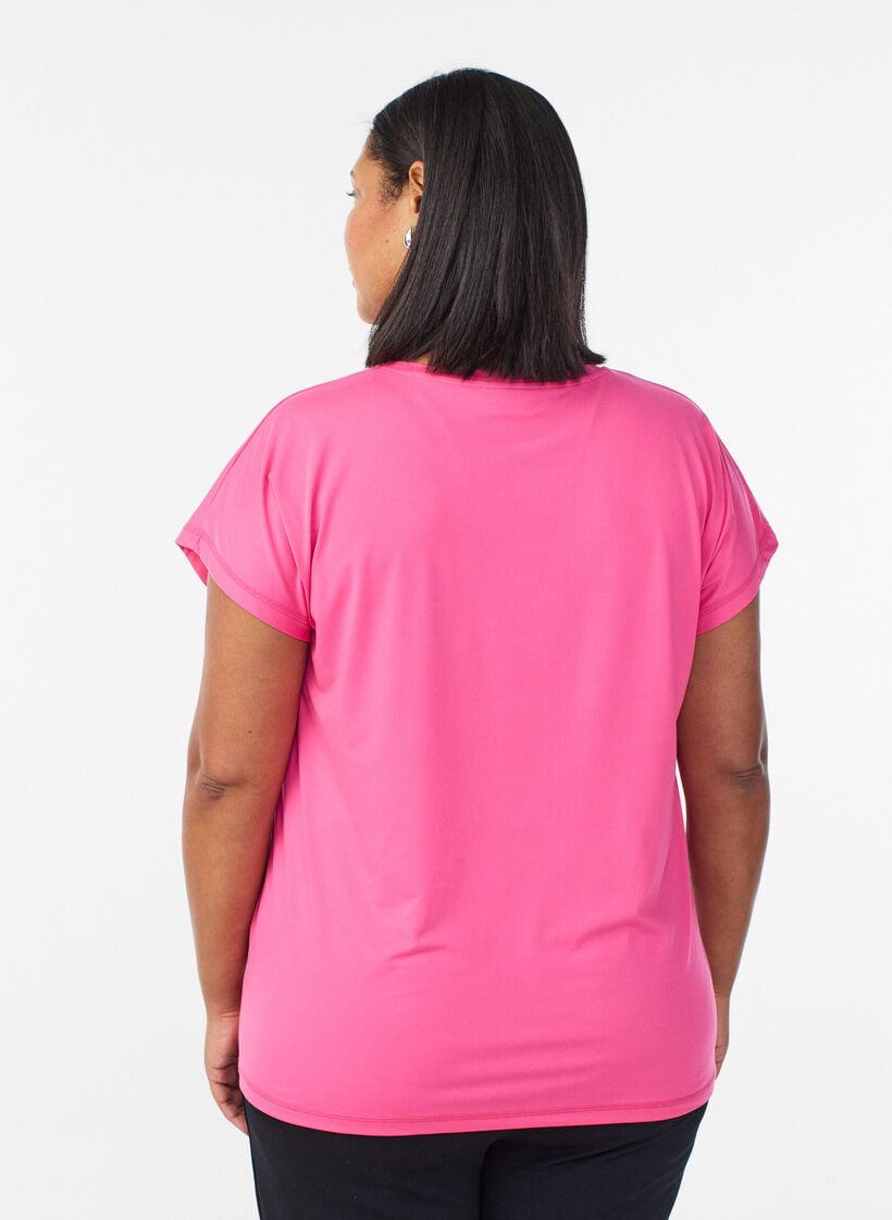 Einfarbiges Trainings-T-Shirt, Pink, Model image number 2