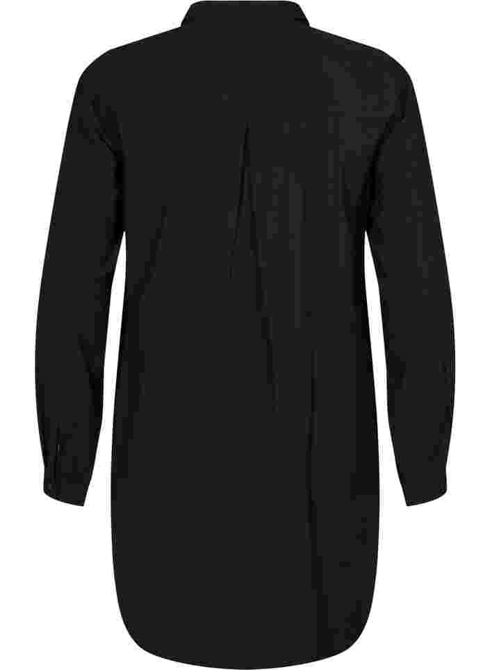 Langes Hemd aus Viskosemischung, Black, Packshot image number 1