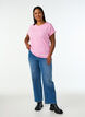 Kurz&auml;rmeliges T-Shirt aus einer Baumwollmischung, Pink, Model image number 1