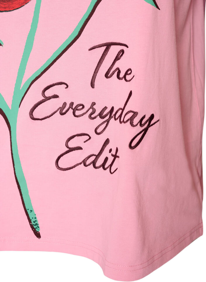 T-Shirt aus Baumwolle mit Frontprint, Pink, Packshot image number 3