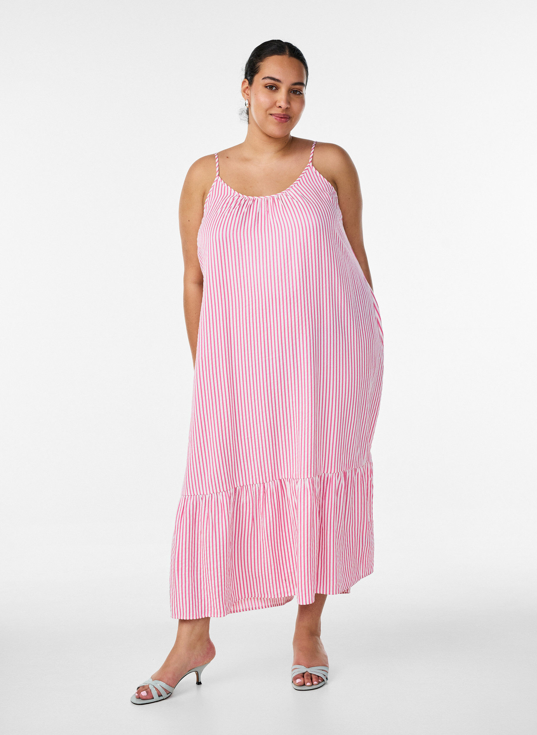 ZizziSommerkleid mit Streifen und A-Linie, Pink, Model image number 0