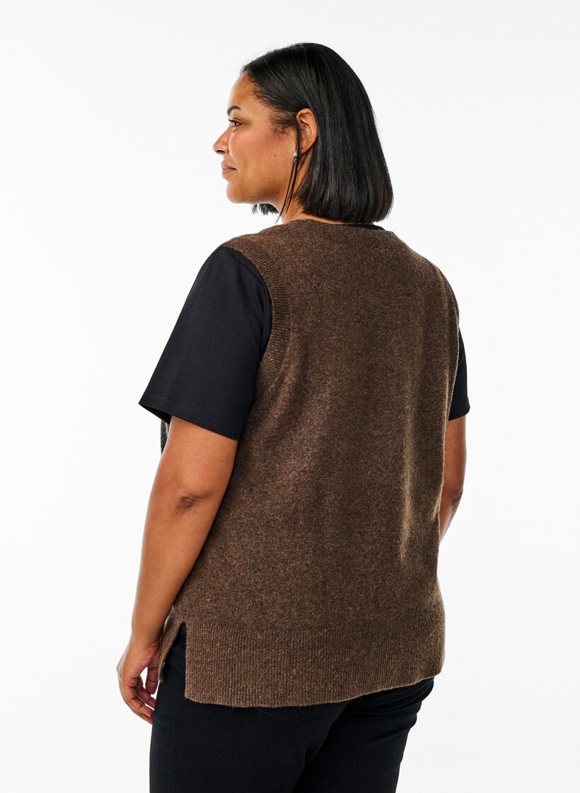 Strickweste mit Rippb&auml;ndern, Gr&uuml;n, Model image number 2
