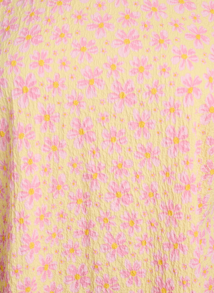 Kurzes Kleid mit gecrinkelter Textur und kurzen &Auml;rmeln, Gelb, Packshot image number 2