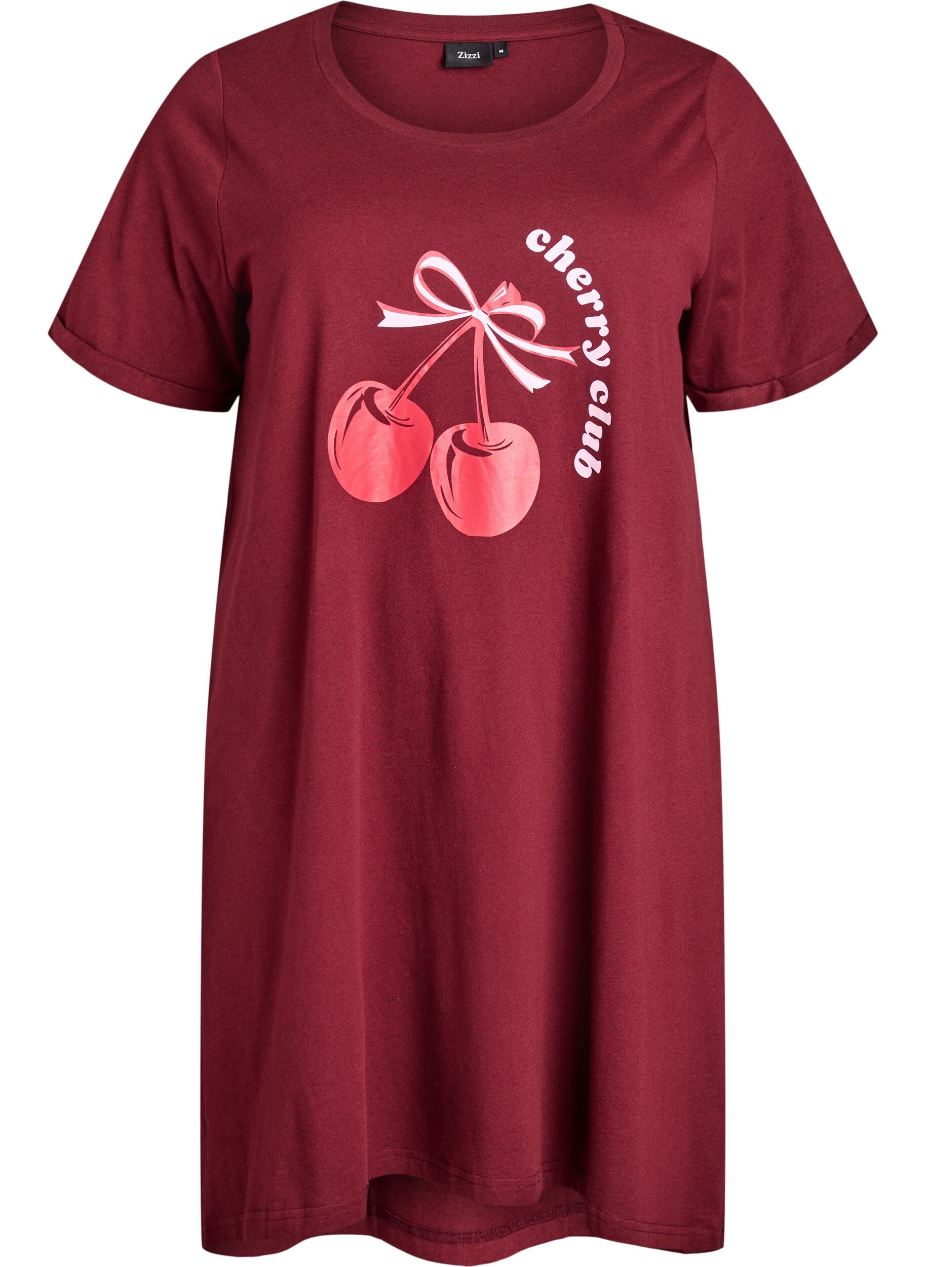 ZizziKurz&auml;rmeliges Nachthemd aus Bio-Baumwolle, Rot, Packshot image number 0