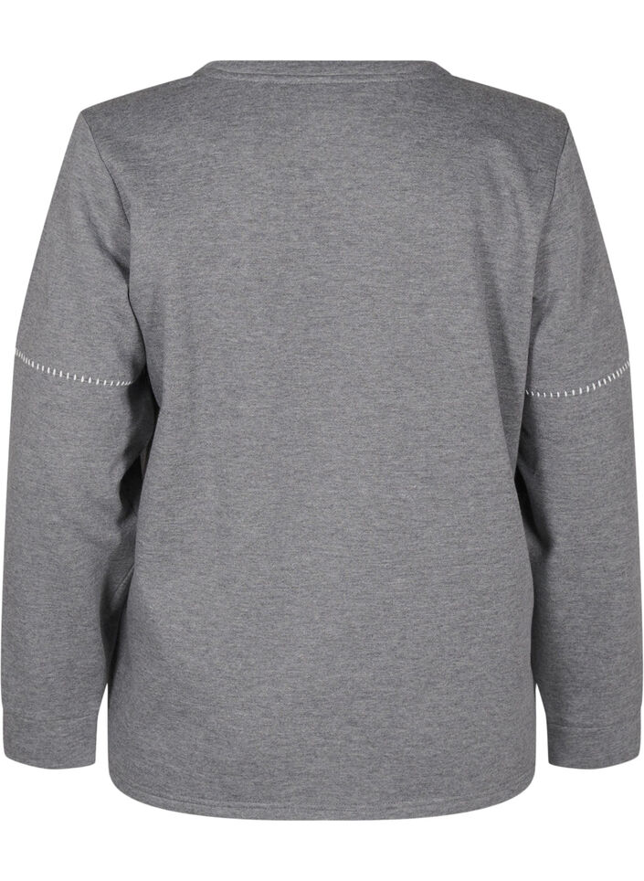 Sweatshirt mit Kontrastnähten, Medium Grey Mél, Packshot image number 1