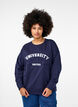Sweatshirt mit geprägtem Textdesign, Blau, Model image number 0