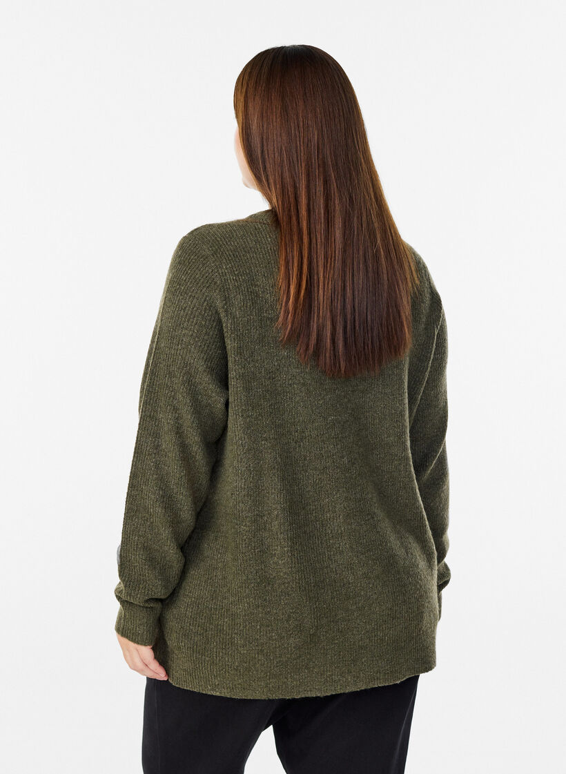 Melierte Strickbluse mit Rundhalsausschnitt, Gr&uuml;n, Model image number 2