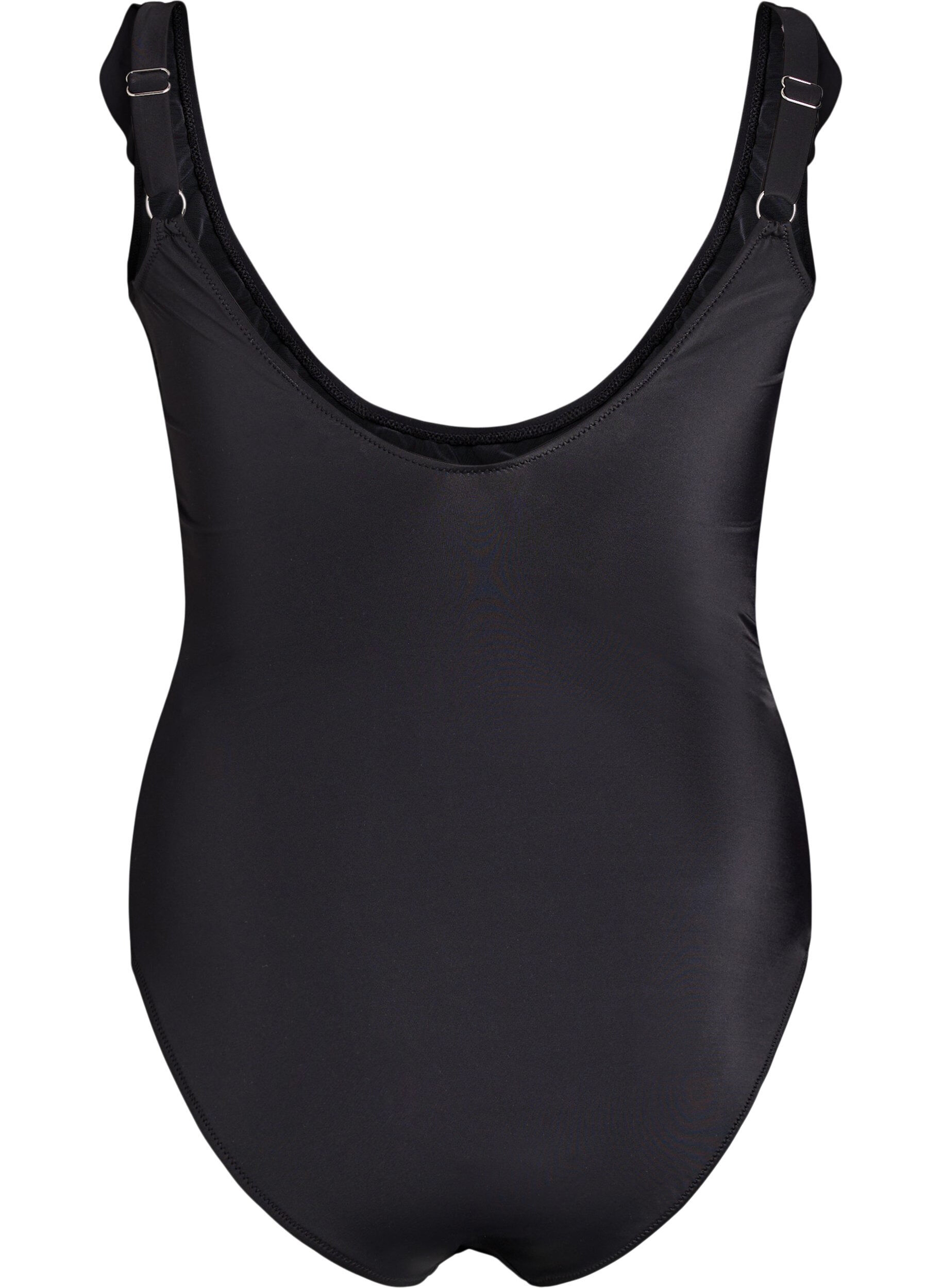 ZizziBadeanzug mit R&uuml;schen und herausnehmbarer Polsterung, Schwarz, Packshot image number 1