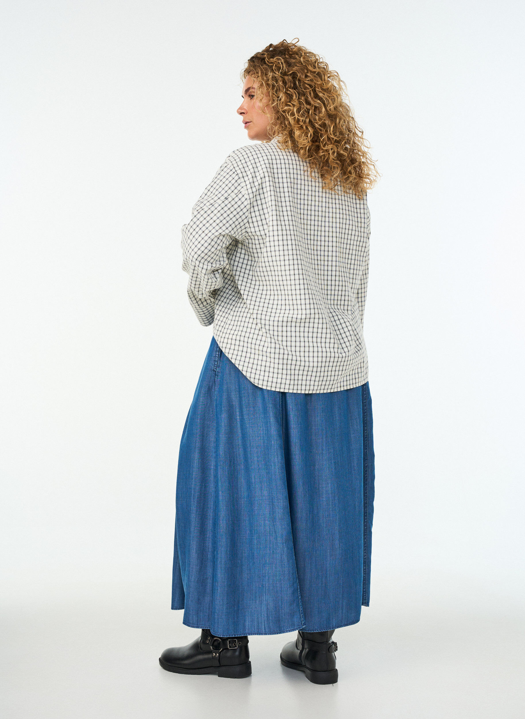 ZizziMaxirock aus Lyocell im Denim-Look, Blau, Model image number 1