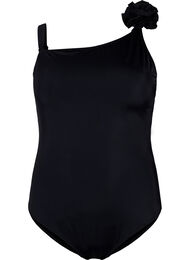 Badeanzug mit asymmetrischem Ausschnitt, Black, Packshot