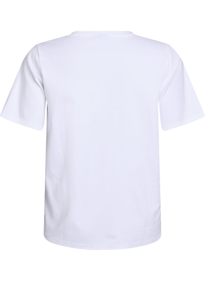 Basic-T-Shirt mit V-Ausschnitt aus Bio-Baumwolle, Weiß, Packshot image number 1