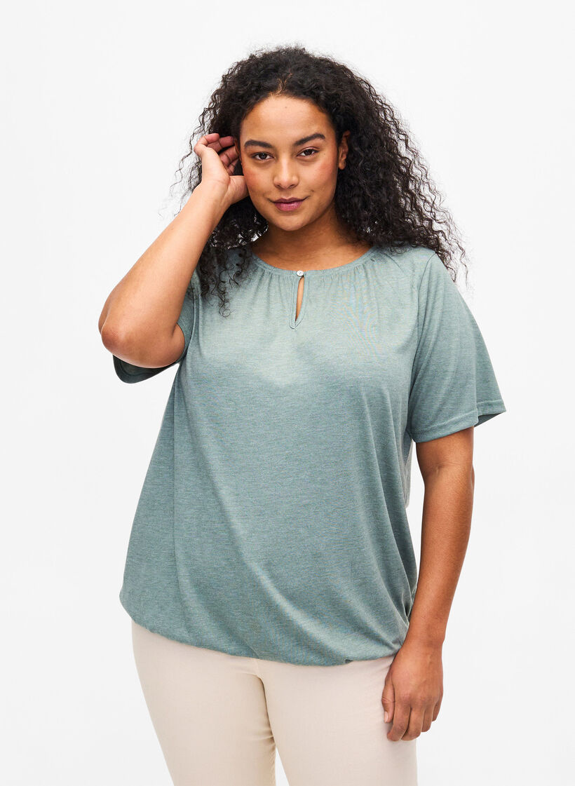 Melange Bluse mit kurzen Pins, Chinois Green Mel., Model image number 0