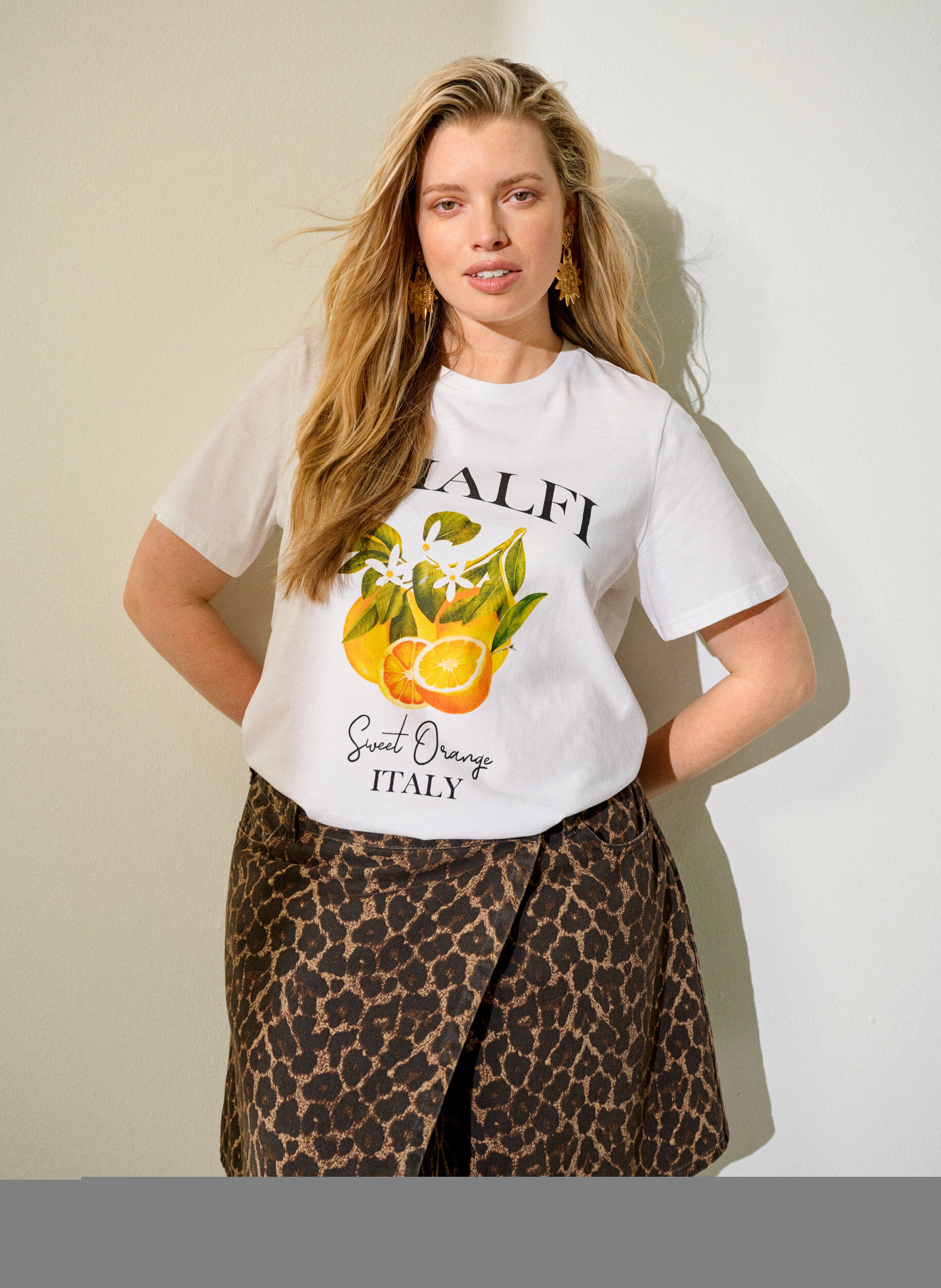 ZizziKurzer Jeansrock mit Leo-Print und A-Linie, Braun, Image image number 0