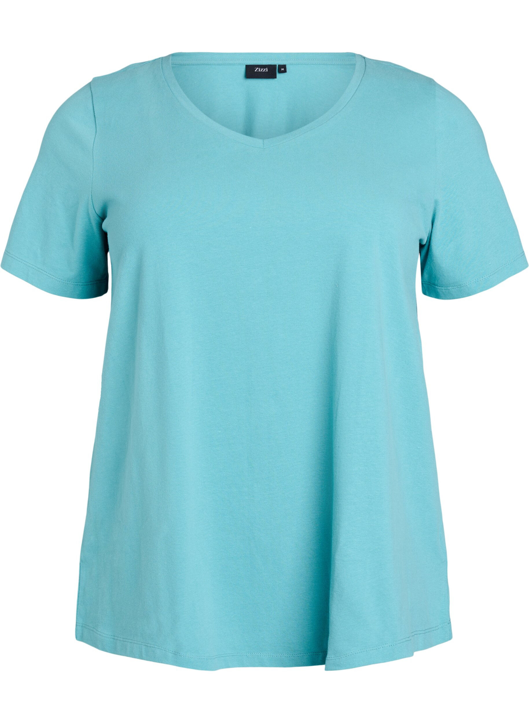 ZizziEinfarbiges basic T-Shirt aus Baumwolle, Blau, Packshot image number 0