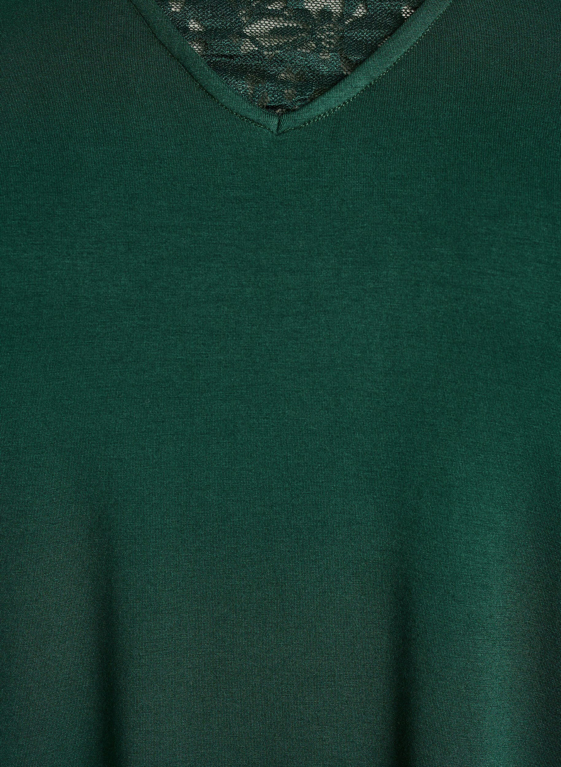 ZizziLang&auml;rmliges Pyjamaoberteil mit Spitzendetails, Gr&uuml;n, Packshot image number 2