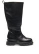 Lederstiefel mit breiter Passform und Reißverschluss, Black, Packshot image number 0