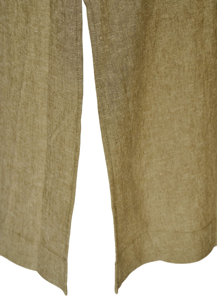 Midikleid aus Leinen und Viskose mit 1/2-&Auml;rmeln, Gr&uuml;n, Packshot image number 3