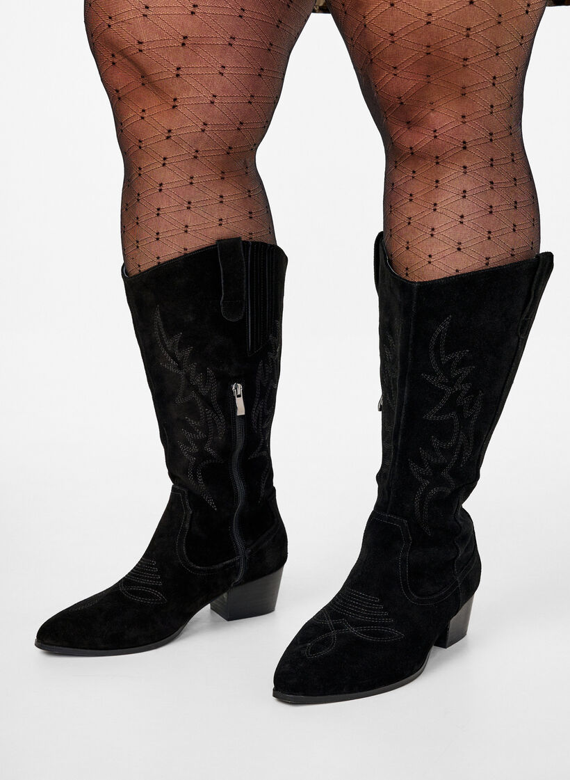 Extra-Weite - Cowboystiefel aus Wildleder, Black, Model image number 0
