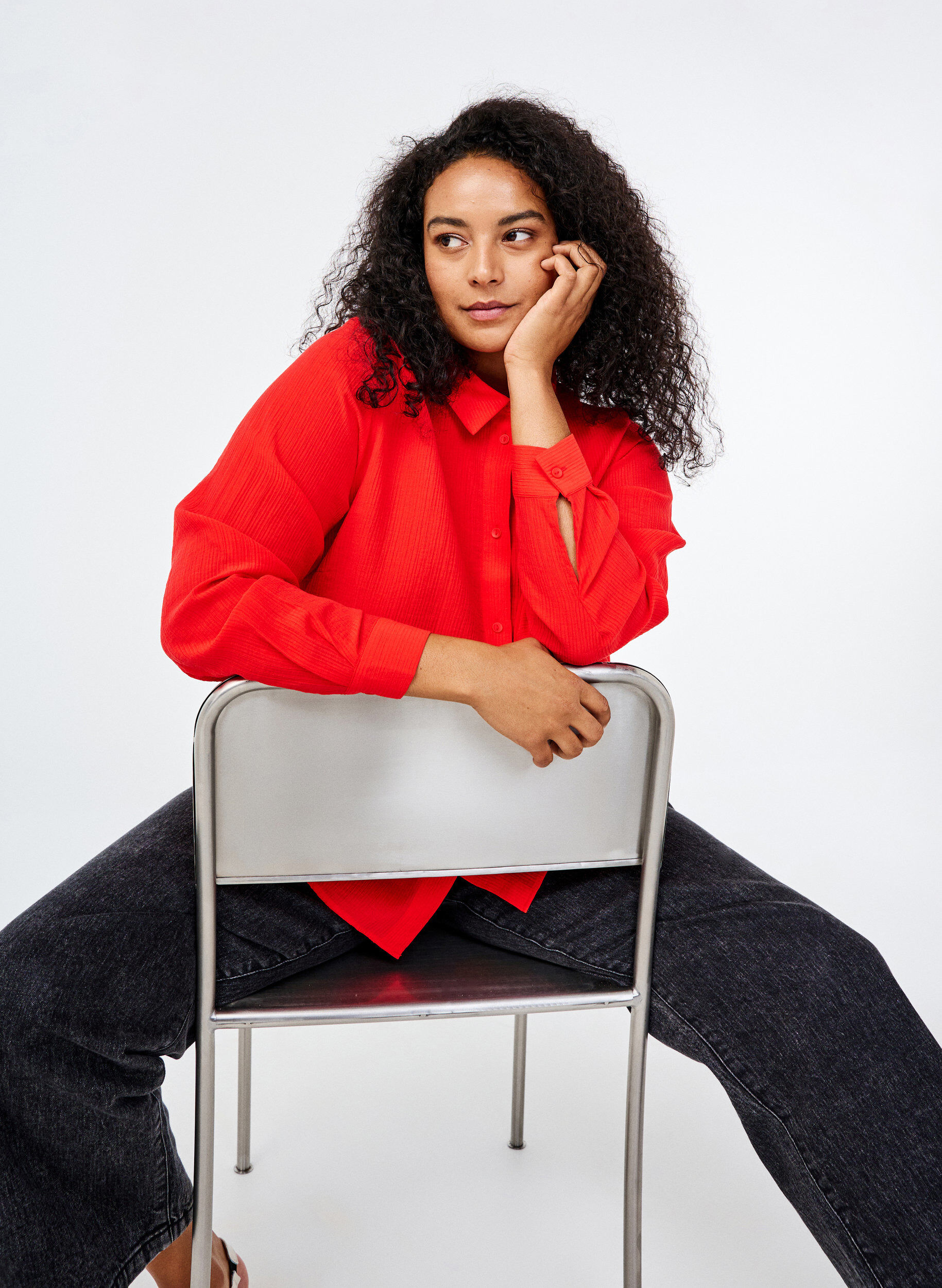 ZizziBluse mit gestreiftem Muster, Rot, Image image number 0