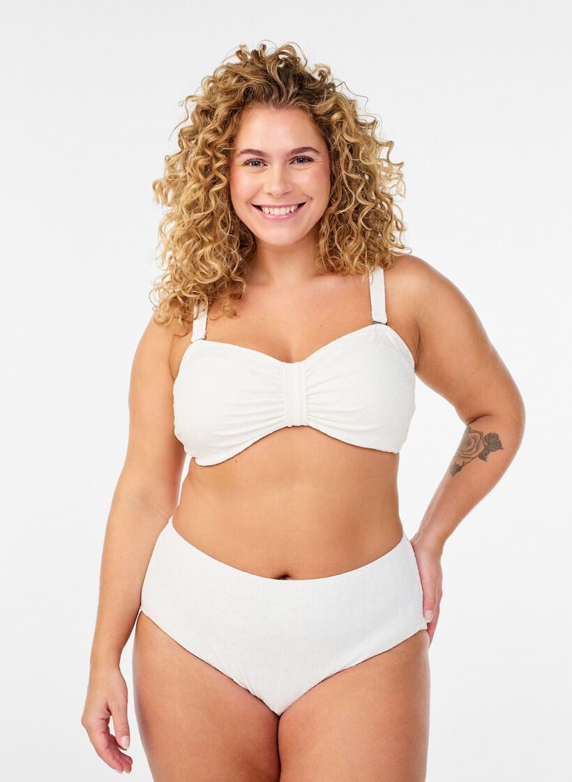 Bikinihose mit Strukturmuster und normaler Taillenh&ouml;he, Wei&szlig;, Model image number 0