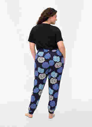 Schlafanzughose aus Baumwolle mit Blumenprint, Blue Flower, Model
