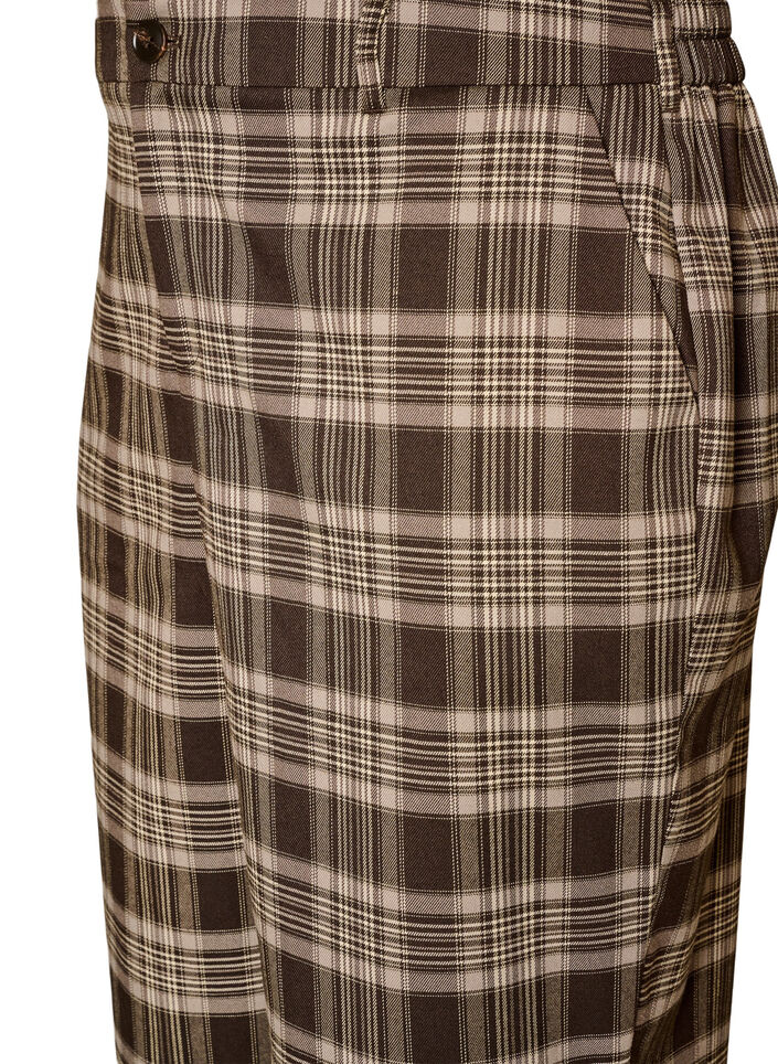 Karierte Hose mit weitem Bein, Braun, Packshot image number 2