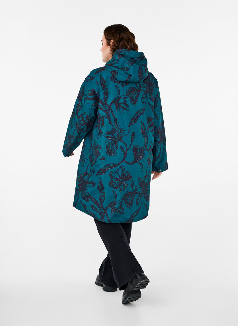 Regenjacke mit Druck, Deep Teal Black, Model image number 1