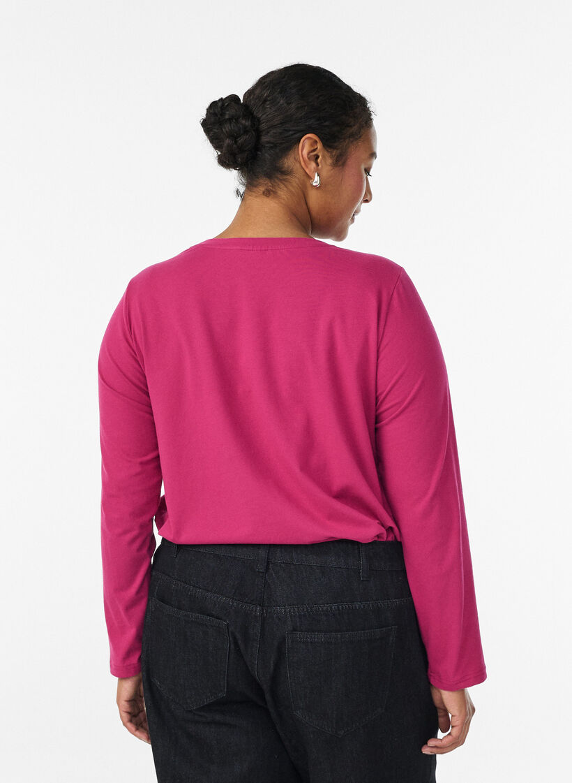 Basic Top aus Jersey mit langen Ärmeln, Pink, Model image number 2