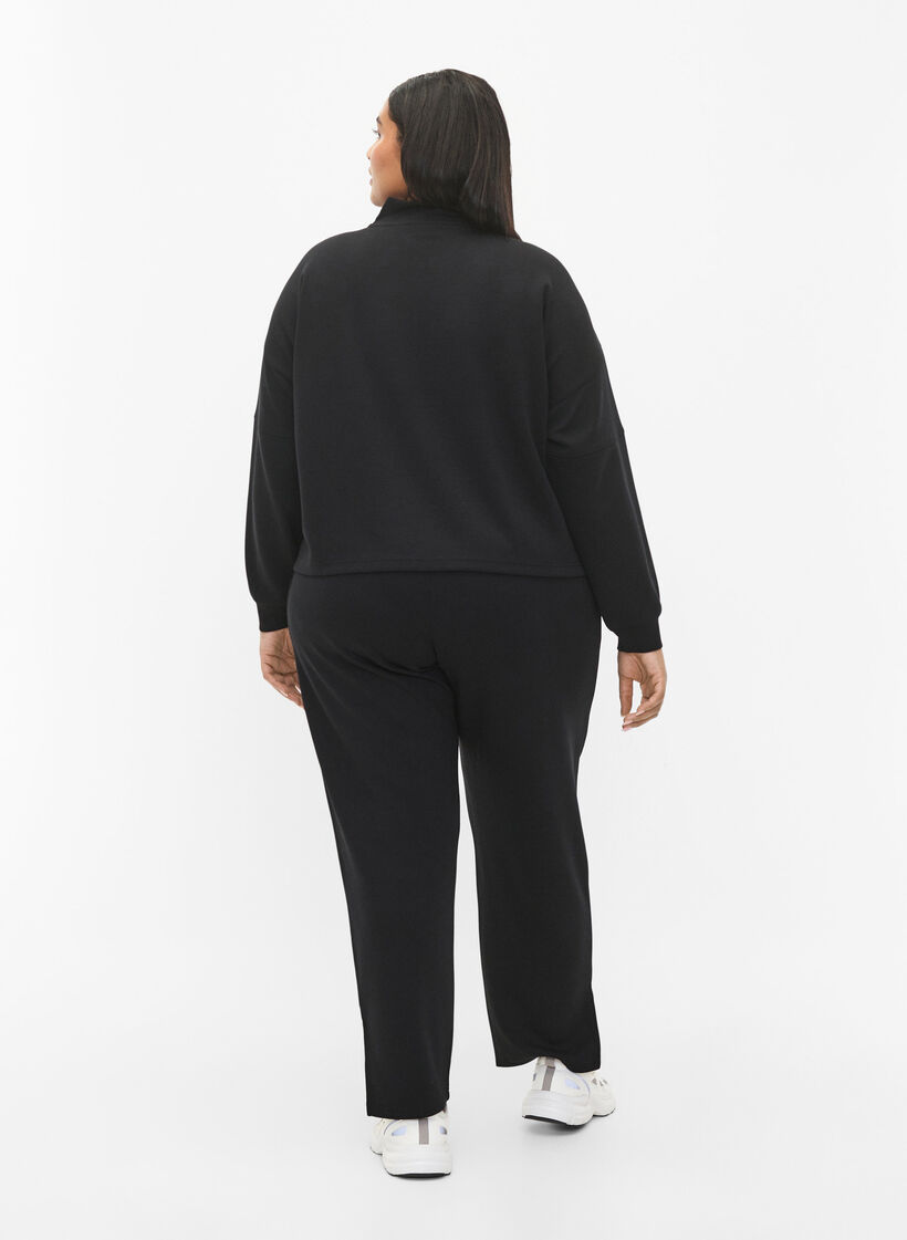 Hose aus Modalmischung mit Schlitz, Black, Model image number 1