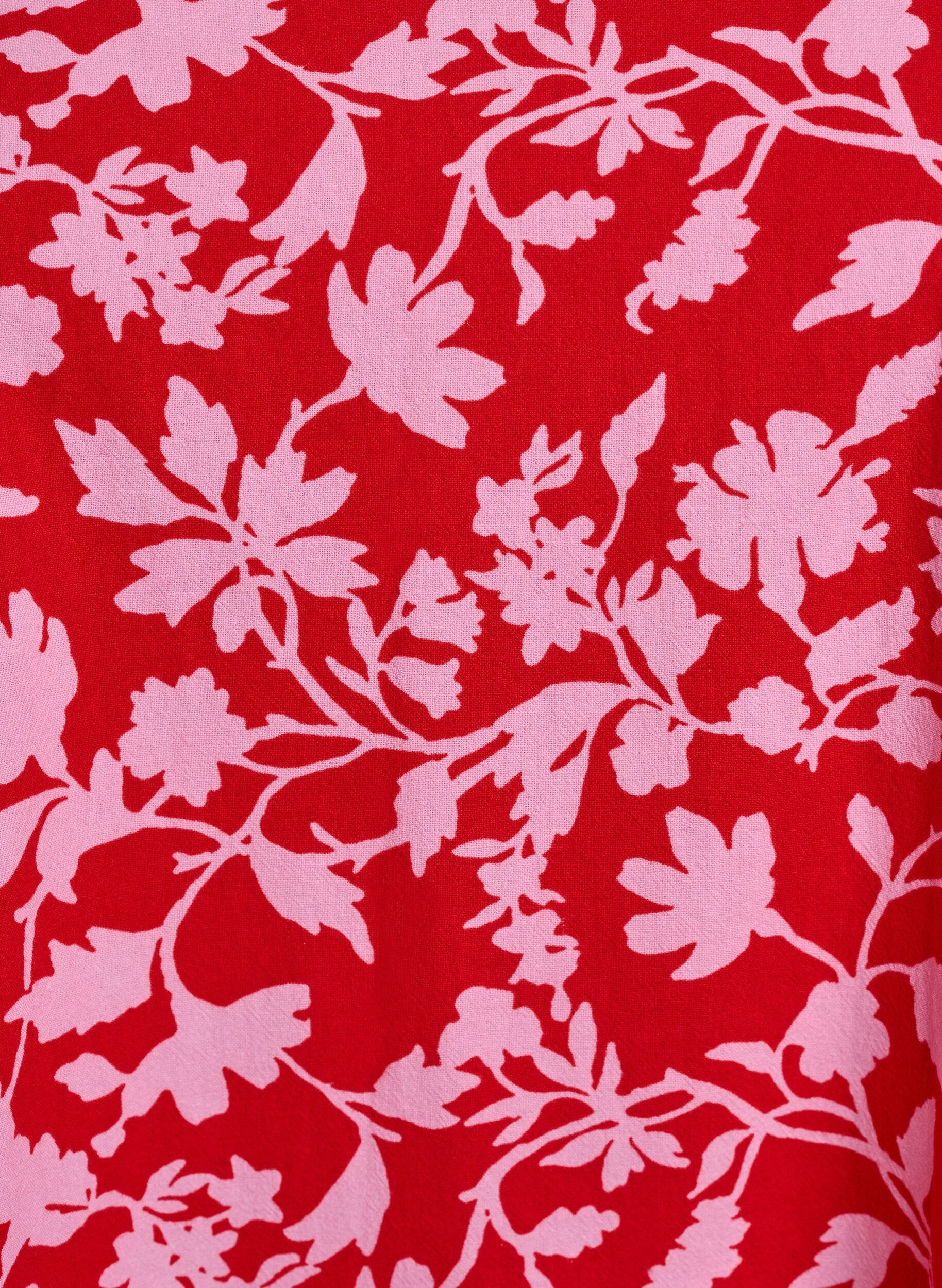 ZizziKurzes A-Linien-Kleid mit floralem Print, Rot, Packshot image number 2