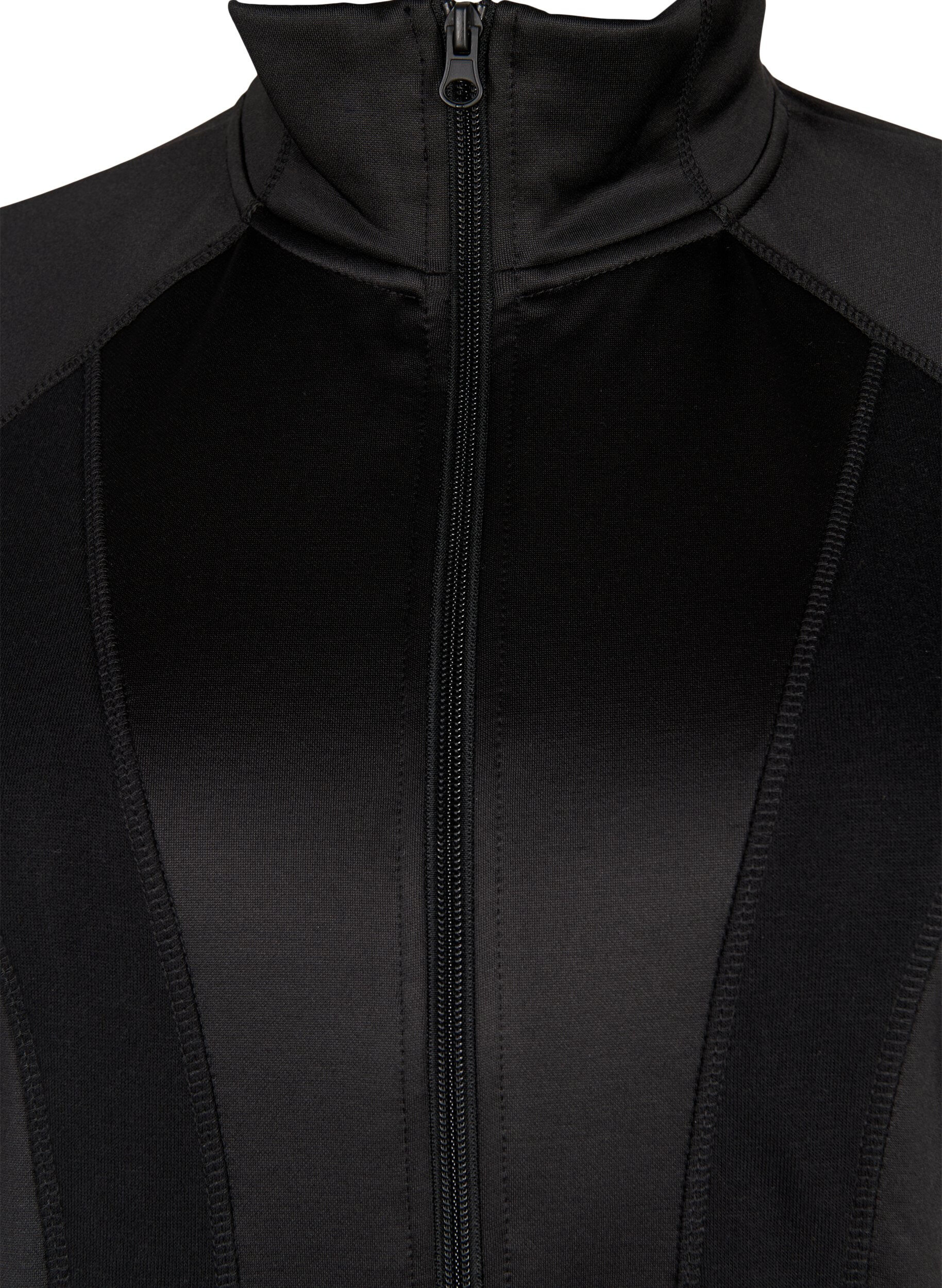 ZizziSportliche Strickjacke mit Rei&szlig;verschluss und hohem Kragen, Black, Packshot image number 2
