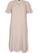 Midikleid aus Leinen und Viskose mit R&uuml;schen&auml;rmeln, Beige, Packshot image number 0