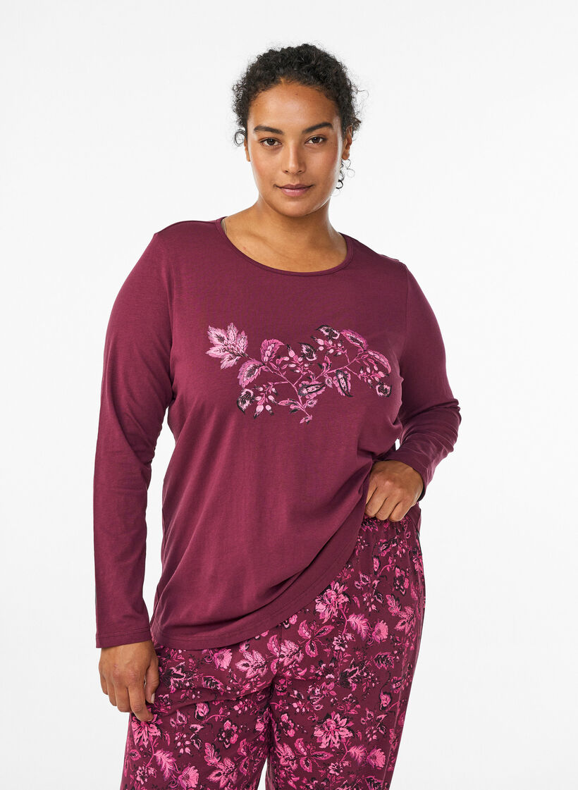 Nachtshirt aus Baumwolle mit Print auf der Vorderseite, Rot, Model image number 0
