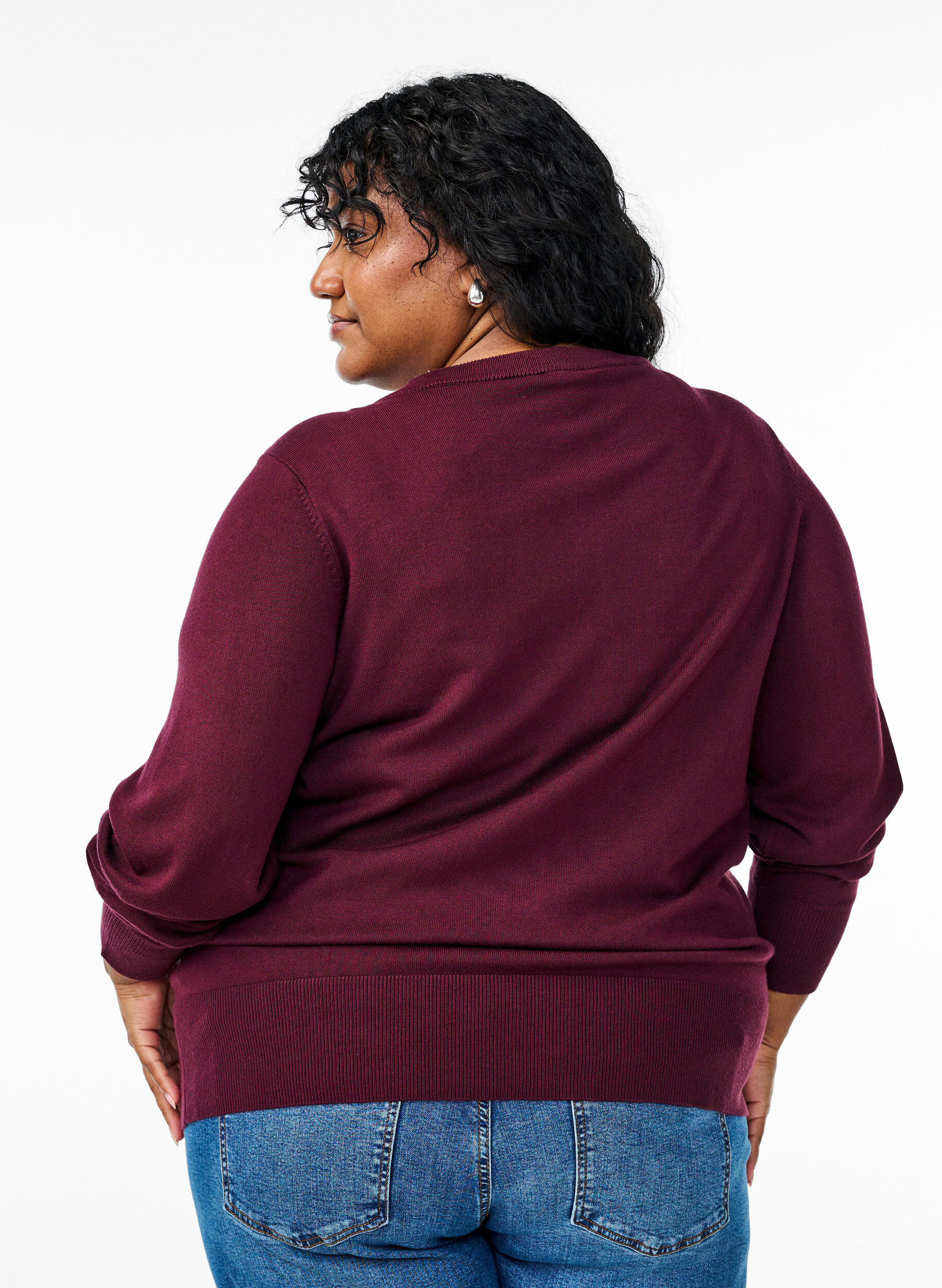 ZizziStrickjacke mit Rundhalsausschnitt und Kn&ouml;pfen, Rot, Model image number 2