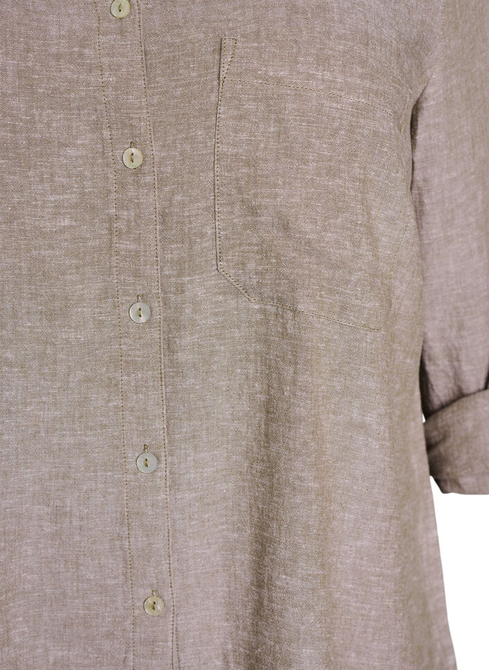 Bluse aus Leinen und Viskose mit 3/4-&Auml;rmeln, Braun, Packshot image number 2