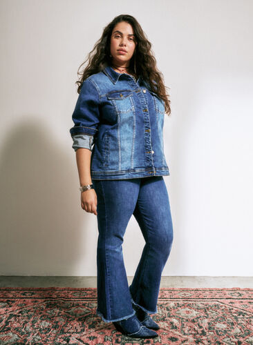 Ellen-Bootcut-Jeans, ungesäumt, Blue denim, Image image number 0