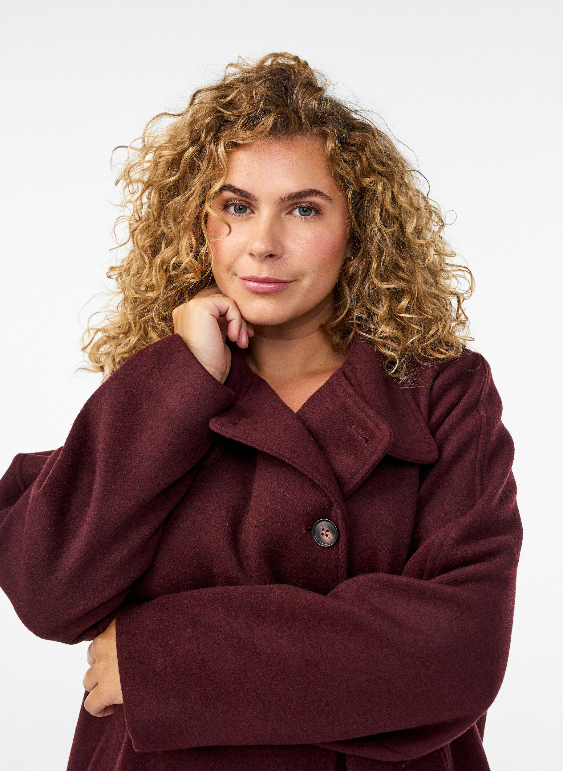 ZizziMantel aus Wolle mit Stehkragen, Rot, Model image number 3