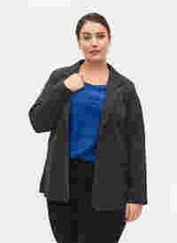 Schlichter Blazer mit Knopf und Dekorationstaschen, Dark Grey Melange, Model