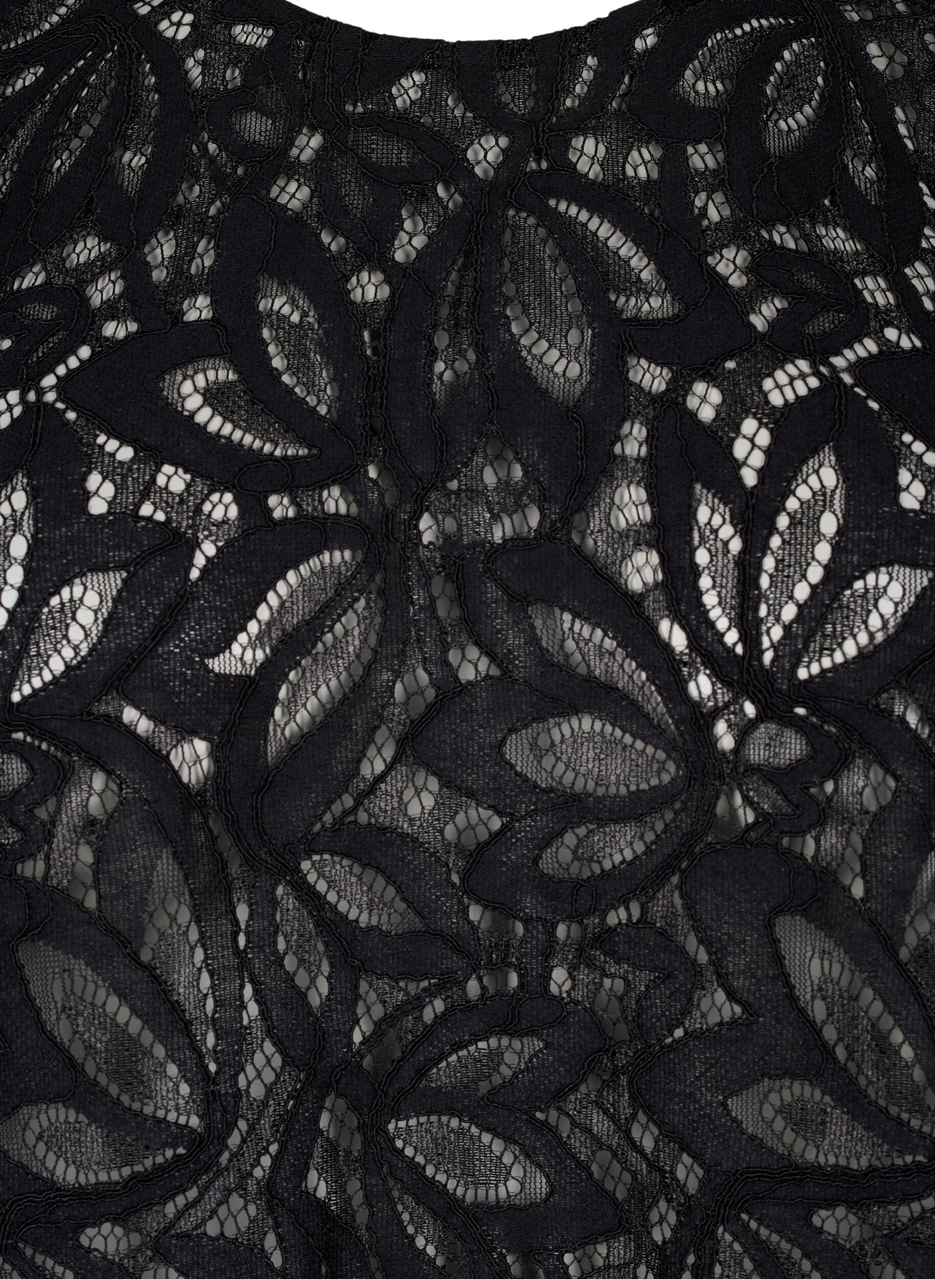 ZizziSpitzenbluse mit kurzen &Auml;rmeln, Black, Packshot image number 2
