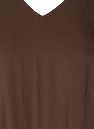 Kurzarm Viskosekleid mit V-Ausschnitt, Mocca, Packshot image number 2