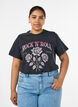 T-Shirt aus Bio-Baumwolle mit Rockprint, Schwarz, Model image number 0