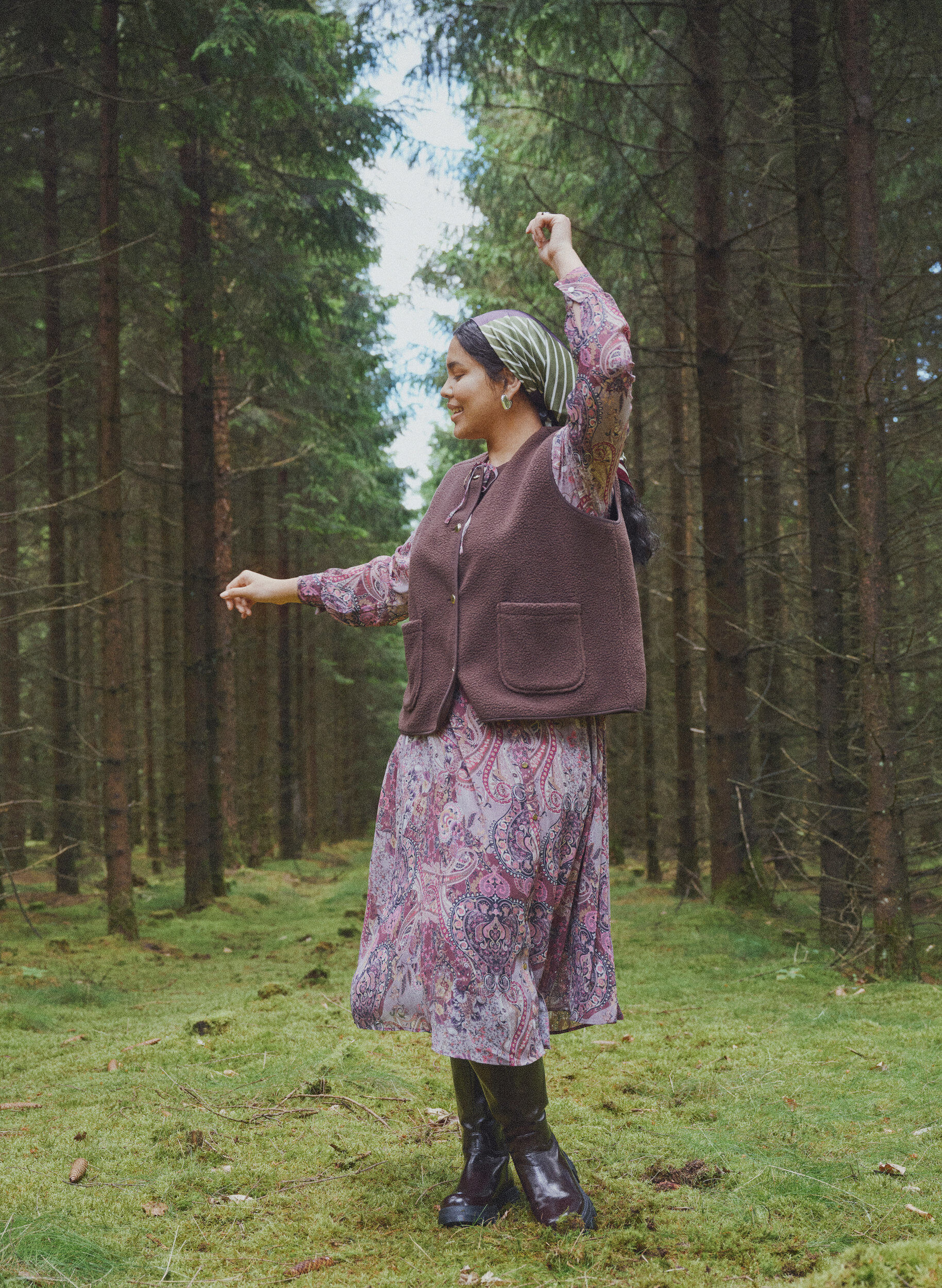 Midikleid mit Paisley-Muster und elastischem Bund