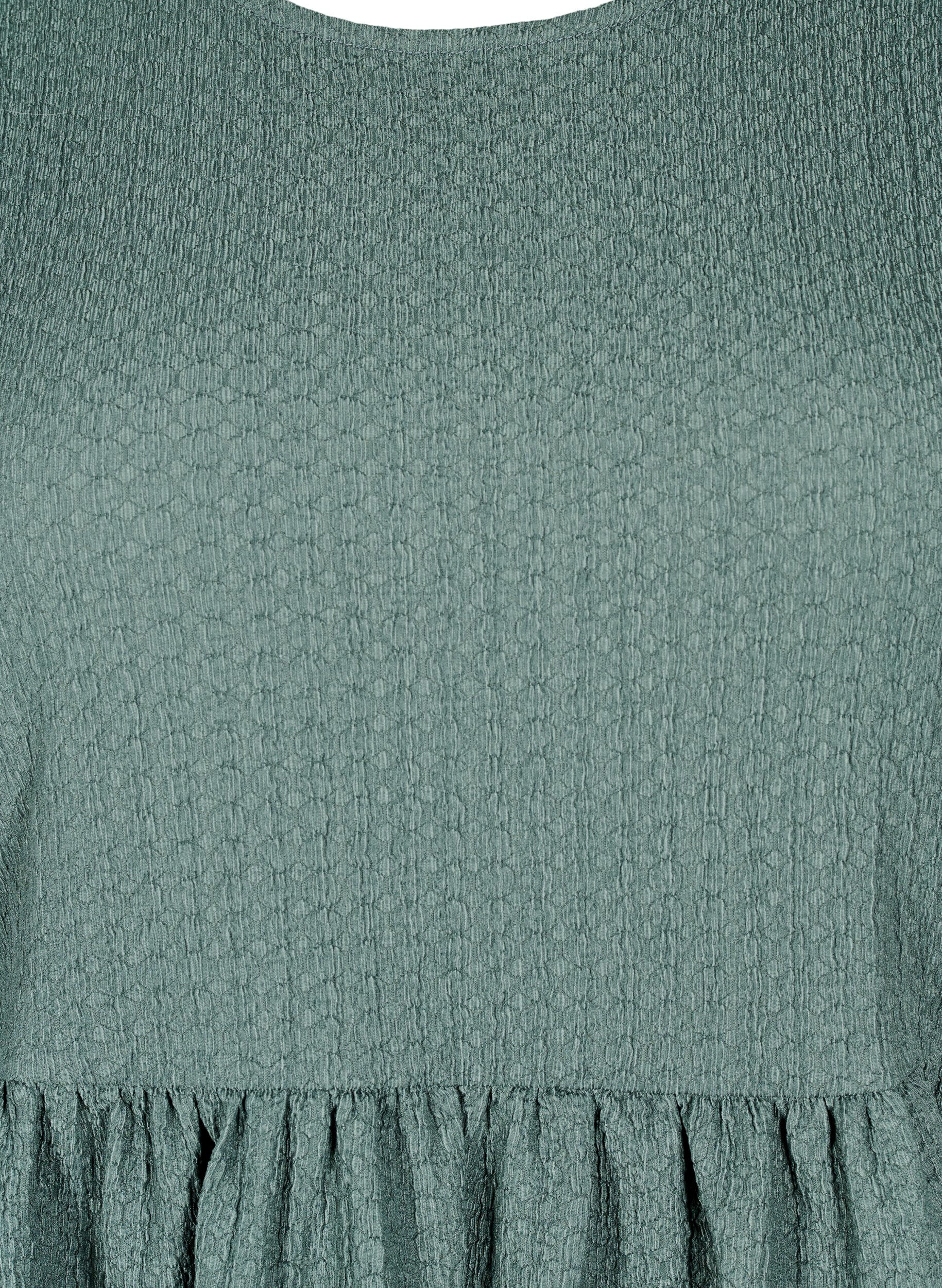 ZizziFLASH - Kurzes Kleid mit Struktur und 3/4-&Auml;rmeln, Balsam Green, Packshot image number 2