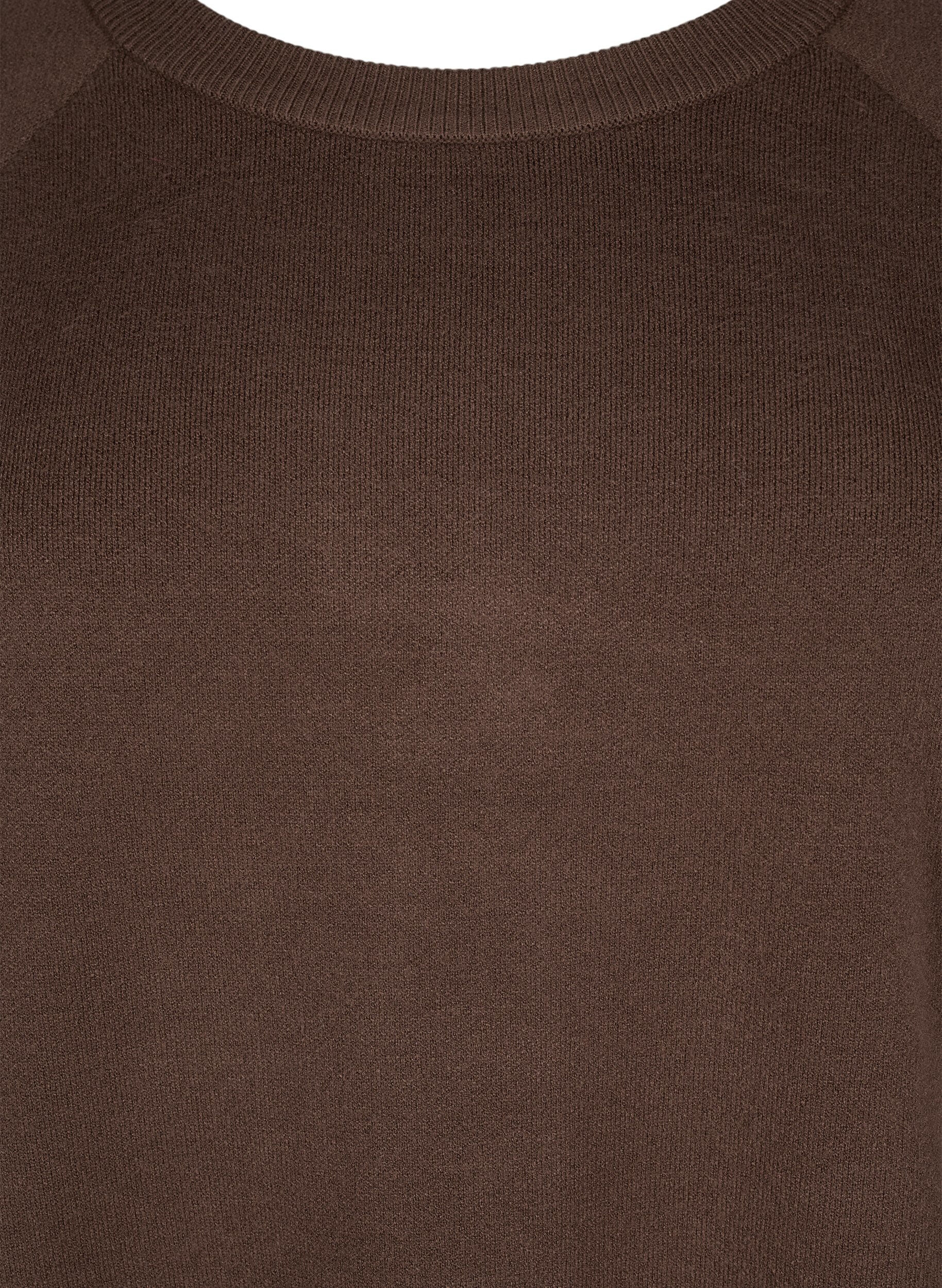 ZizziStrickkleid mit Rundhalsausschnitt und Schlitz, Braun, Packshot image number 2