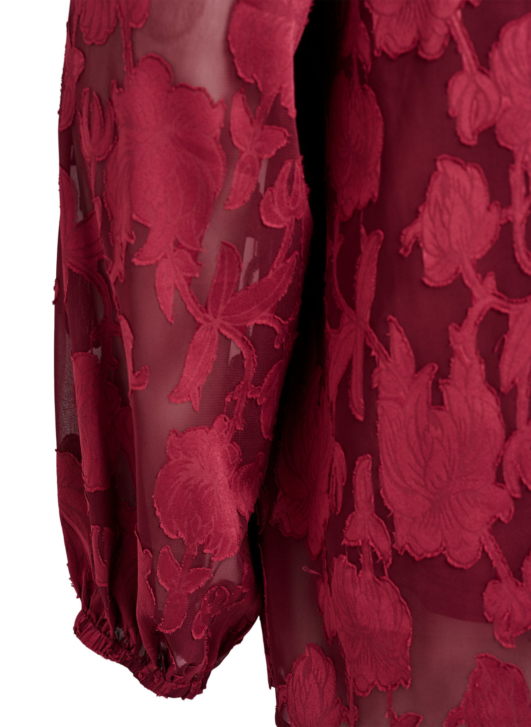 ZizziBluse mit Kn&ouml;pfen und Blumenmuster, Dunkles Bordeaux, Packshot image number 3