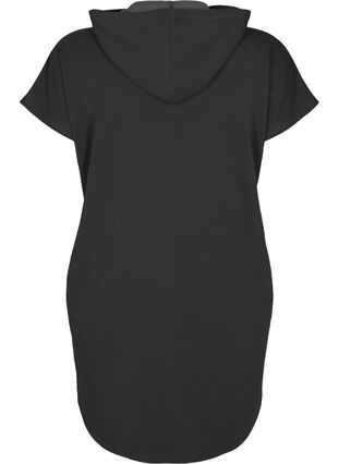 Kurzärmeliges Pulloverkleid mit Kapuze, Black, Packshot image number 1