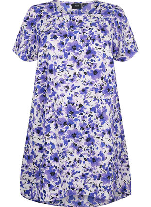 Kleid mit Aufdruck und kurzen Ärmeln, Purple Small Flower, Packshot image number 0