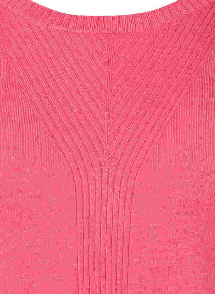 Unifarbene Strickbluse mit Rippedetails, Hot Pink Mel., Packshot image number 2
